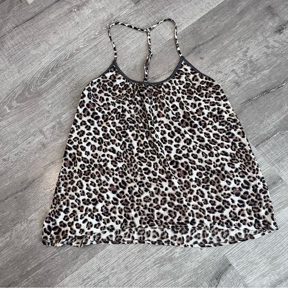 Womens Guess Leopard Print Semi Sheer Halter Size large Blouse/ Top